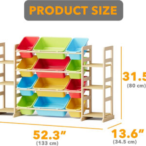 SpaceAid Toy Storage Organizer with 6 Shelves and 12 Bins, Toy Organizers Storage Bookshelf, Kids Bin Shelf Toys Box Bookcase for Bedroom Playroom Organization Room Decor, White