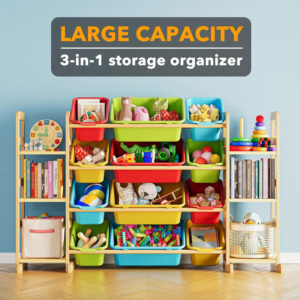 SpaceAid Toy Storage Organizer with 6 Shelves and 12 Bins, Toy Organizers Storage Bookshelf, Kids Bin Shelf Toys Box Bookcase for Bedroom Playroom Organization Room Decor, White