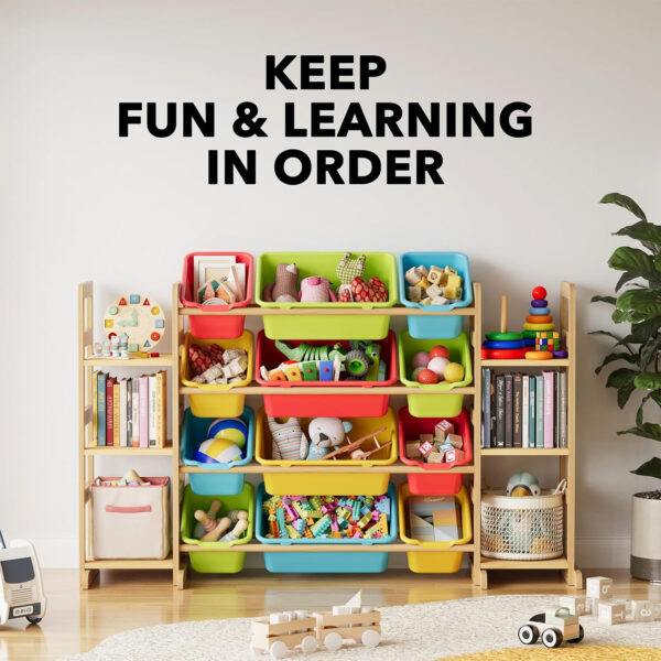 SpaceAid Toy Storage Organizer with 6 Shelves and 12 Bins, Toy Organizers Storage Bookshelf, Kids Bin Shelf Toys Box Bookcase for Bedroom Playroom Organization Room Decor, White