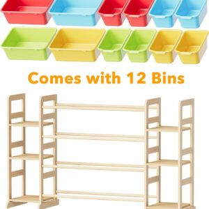 SpaceAid Toy Storage Organizer with 6 Shelves and 12 Bins, Toy Organizers Storage Bookshelf, Kids Bin Shelf Toys Box Bookcase for Bedroom Playroom Organization Room Decor, White