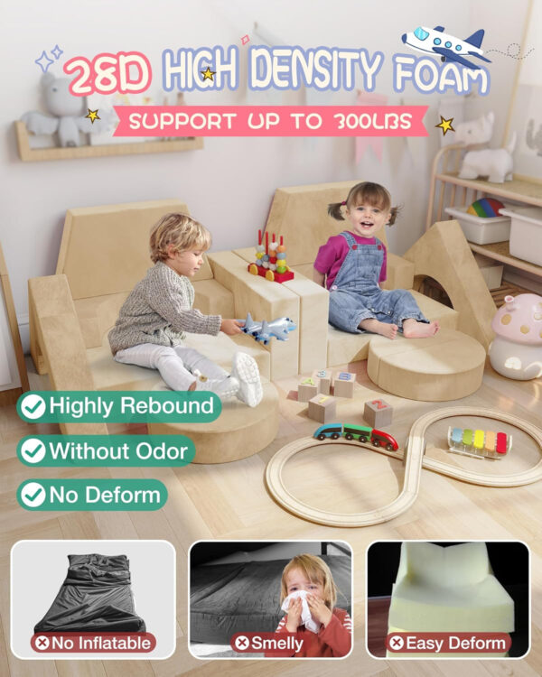 YEFU 15pcs Modular Kids Play Couch, Kids Couch for Toddler & Children, Toddler couches, Kid Couches Fort Building kit for Playroom Furniture, Kid Play Couches, Convertible Sofa for Boys & Girls, Grey