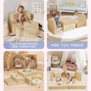 YEFU 15pcs Modular Kids Play Couch, Kids Couch for Toddler & Children, Toddler couches, Kid Couches Fort Building kit for Playroom Furniture, Kid Play Couches, Convertible Sofa for Boys & Girls, Grey