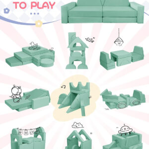 YEFU 15pcs Modular Kids Play Couch, Kids Couch for Toddler & Children, Toddler couches, Kid Couches Fort Building kit for Playroom Furniture, Kid Play Couches, Convertible Sofa for Boys & Girls, Grey