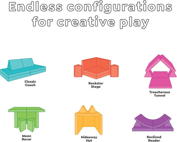 Yourigami Kids and Toddler Play Castle, Playroom Couch Add-On Set, Durable Modular Design, Green Meadows
