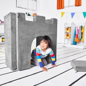 Yourigami Kids and Toddler Play Castle, Playroom Couch Add-On Set, Durable Modular Design, Green Meadows