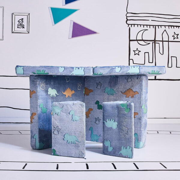 Yourigami Kids and Toddler Play Castle, Playroom Couch Add-On Set, Durable Modular Design, Green Meadows