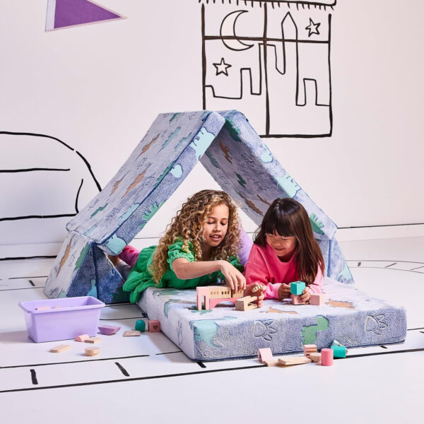 Yourigami Kids and Toddler Play Castle, Playroom Couch Add-On Set, Durable Modular Design, Green Meadows