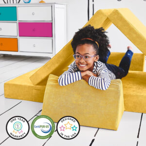 Yourigami Kids and Toddler Play Castle, Playroom Couch Add-On Set, Durable Modular Design, Green Meadows