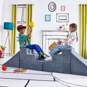 Yourigami Kids and Toddler Play Castle, Playroom Couch Add-On Set, Durable Modular Design, Green Meadows