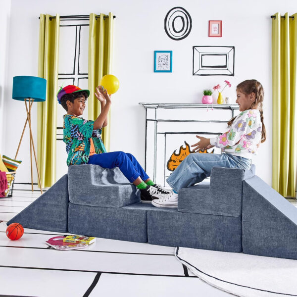 Yourigami Kids and Toddler Play Castle, Playroom Couch Add-On Set, Durable Modular Design, Green Meadows