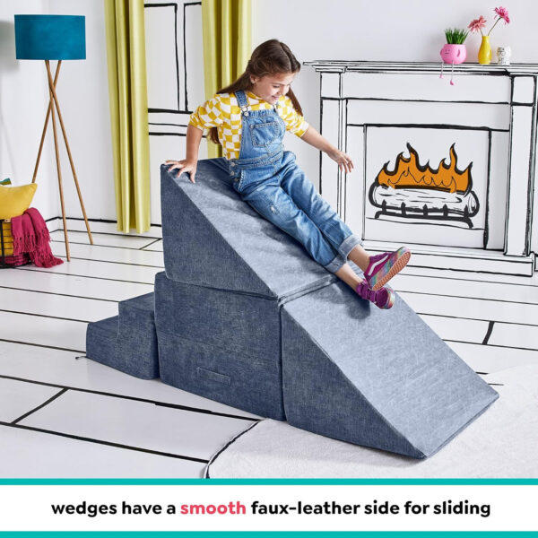 Yourigami Kids and Toddler Play Castle, Playroom Couch Add-On Set, Durable Modular Design, Green Meadows