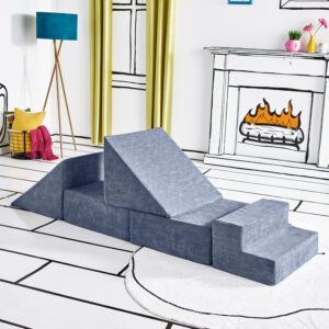 Yourigami Kids and Toddler Play Castle, Playroom Couch Add-On Set, Durable Modular Design, Green Meadows