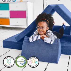 Yourigami Kids and Toddler Play Castle, Playroom Couch Add-On Set, Durable Modular Design, Green Meadows