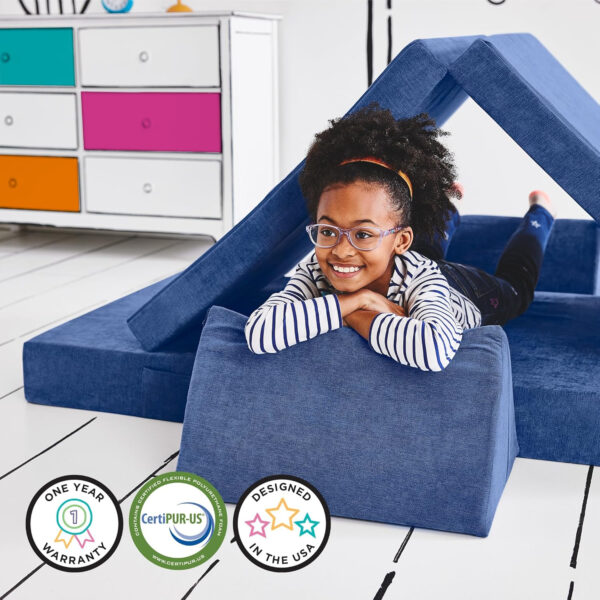 Yourigami Kids and Toddler Play Castle, Playroom Couch Add-On Set, Durable Modular Design, Green Meadows