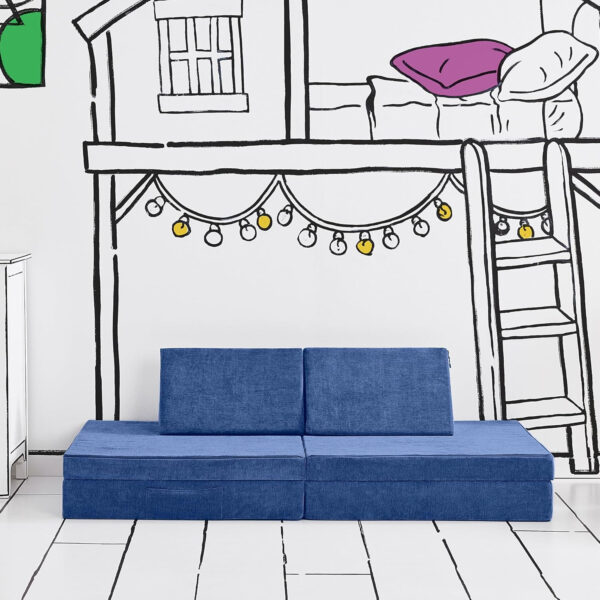Yourigami Kids and Toddler Play Castle, Playroom Couch Add-On Set, Durable Modular Design, Green Meadows