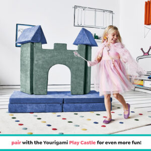 Yourigami Kids and Toddler Play Castle, Playroom Couch Add-On Set, Durable Modular Design, Green Meadows