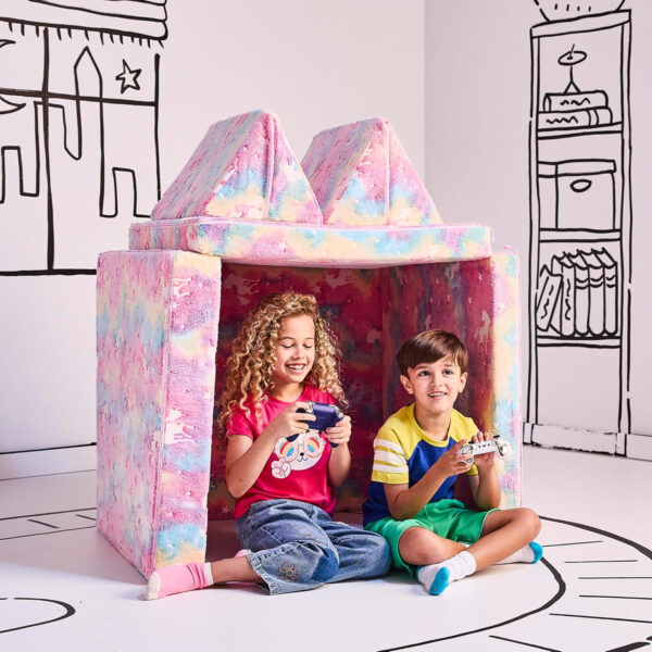 Yourigami Kids and Toddler Play Castle, Playroom Couch Add-On Set, Durable Modular Design, Green Meadows