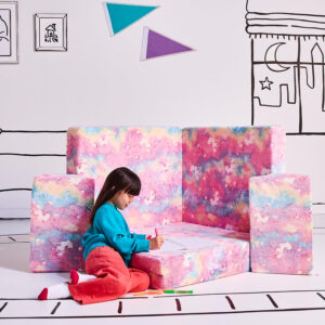 Yourigami Kids and Toddler Play Castle, Playroom Couch Add-On Set, Durable Modular Design, Green Meadows