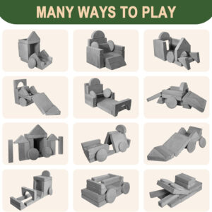 Modular Kids Play Couch 15PCS, Convertible Toddler Floor Sofa Set, Foam Play Sofa for Boys & Girls, Versatile Kids Furniture for Playroom, Climbing, Reading, Relaxing