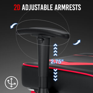 HOFFREE Reclining Gaming Chair for Adults Computer Gamer Chair with Footrest and Massage Lumbar Support Ergonomic Video Game Chair with Adjustable Armrests Red and Black