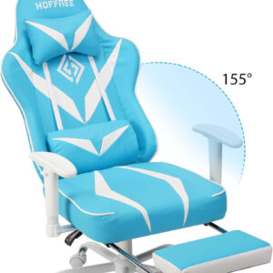 HOFFREE Reclining Gaming Chair for Adults Computer Gamer Chair with Footrest and Massage Lumbar Support Ergonomic Video Game Chair with Adjustable Armrests Red and Black