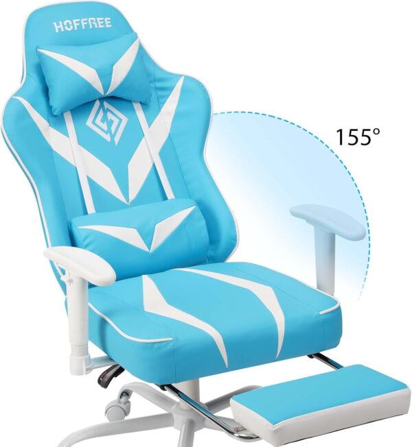 HOFFREE Reclining Gaming Chair for Adults Computer Gamer Chair with Footrest and Massage Lumbar Support Ergonomic Video Game Chair with Adjustable Armrests Red and Black