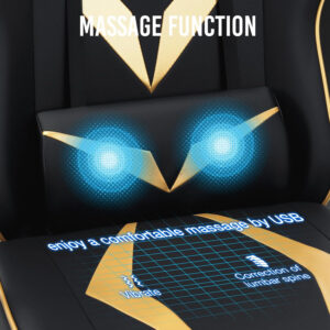 HOFFREE Reclining Gaming Chair for Adults Computer Gamer Chair with Footrest and Massage Lumbar Support Ergonomic Video Game Chair with Adjustable Armrests Red and Black