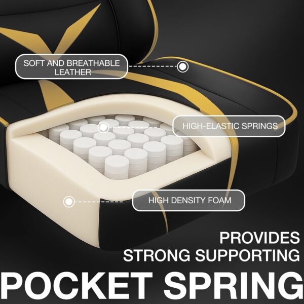 HOFFREE Reclining Gaming Chair for Adults Computer Gamer Chair with Footrest and Massage Lumbar Support Ergonomic Video Game Chair with Adjustable Armrests Red and Black