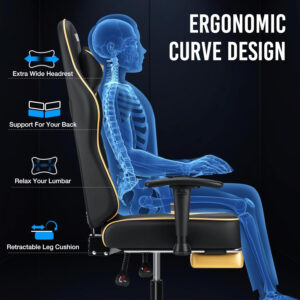 HOFFREE Reclining Gaming Chair for Adults Computer Gamer Chair with Footrest and Massage Lumbar Support Ergonomic Video Game Chair with Adjustable Armrests Red and Black