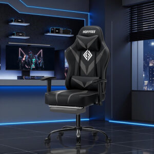 HOFFREE Reclining Gaming Chair for Adults Computer Gamer Chair with Footrest and Massage Lumbar Support Ergonomic Video Game Chair with Adjustable Armrests Red and Black