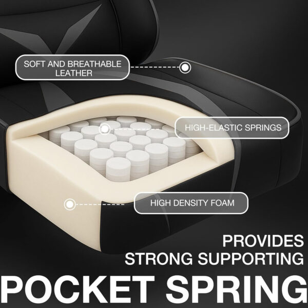 HOFFREE Reclining Gaming Chair for Adults Computer Gamer Chair with Footrest and Massage Lumbar Support Ergonomic Video Game Chair with Adjustable Armrests Red and Black