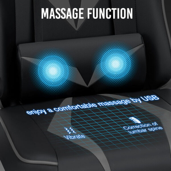 HOFFREE Reclining Gaming Chair for Adults Computer Gamer Chair with Footrest and Massage Lumbar Support Ergonomic Video Game Chair with Adjustable Armrests Red and Black