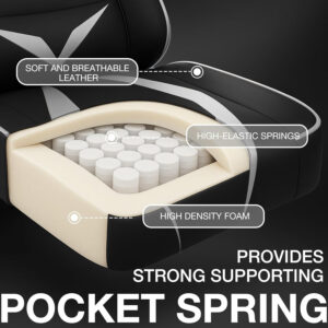 HOFFREE Reclining Gaming Chair for Adults Computer Gamer Chair with Footrest and Massage Lumbar Support Ergonomic Video Game Chair with Adjustable Armrests Red and Black