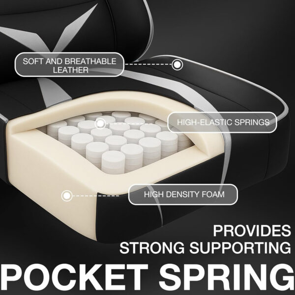 HOFFREE Reclining Gaming Chair for Adults Computer Gamer Chair with Footrest and Massage Lumbar Support Ergonomic Video Game Chair with Adjustable Armrests Red and Black