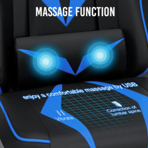 HOFFREE Reclining Gaming Chair for Adults Computer Gamer Chair with Footrest and Massage Lumbar Support Ergonomic Video Game Chair with Adjustable Armrests Red and Black