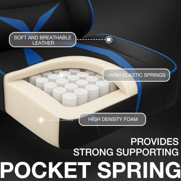 HOFFREE Reclining Gaming Chair for Adults Computer Gamer Chair with Footrest and Massage Lumbar Support Ergonomic Video Game Chair with Adjustable Armrests Red and Black