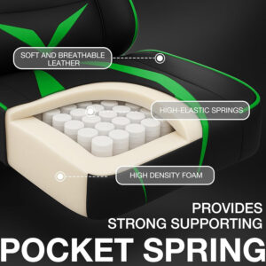 HOFFREE Reclining Gaming Chair for Adults Computer Gamer Chair with Footrest and Massage Lumbar Support Ergonomic Video Game Chair with Adjustable Armrests Red and Black