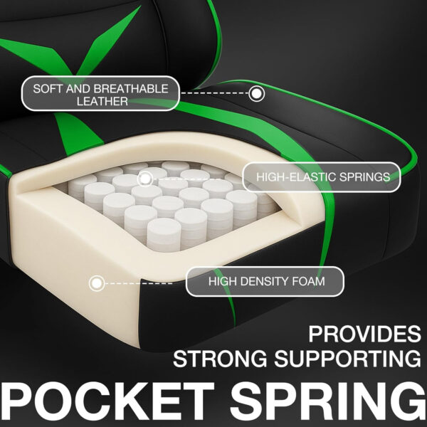 HOFFREE Reclining Gaming Chair for Adults Computer Gamer Chair with Footrest and Massage Lumbar Support Ergonomic Video Game Chair with Adjustable Armrests Red and Black