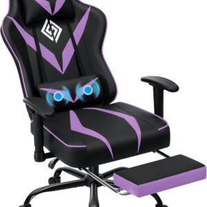 HOFFREE Reclining Gaming Chair for Adults Computer Gamer Chair with Footrest and Massage Lumbar Support Ergonomic Video Game Chair with Adjustable Armrests Red and Black