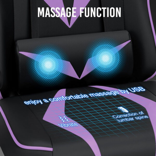 HOFFREE Reclining Gaming Chair for Adults Computer Gamer Chair with Footrest and Massage Lumbar Support Ergonomic Video Game Chair with Adjustable Armrests Red and Black