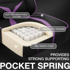 HOFFREE Reclining Gaming Chair for Adults Computer Gamer Chair with Footrest and Massage Lumbar Support Ergonomic Video Game Chair with Adjustable Armrests Red and Black