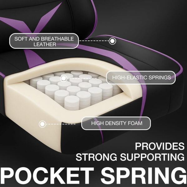 HOFFREE Reclining Gaming Chair for Adults Computer Gamer Chair with Footrest and Massage Lumbar Support Ergonomic Video Game Chair with Adjustable Armrests Red and Black