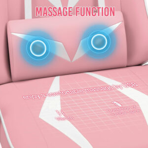 HOFFREE Reclining Gaming Chair for Adults Computer Gamer Chair with Footrest and Massage Lumbar Support Ergonomic Video Game Chair with Adjustable Armrests Red and Black