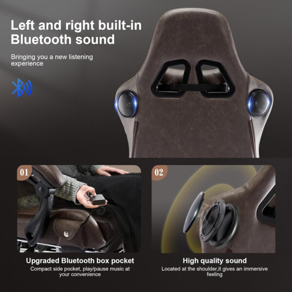 GTPLAYER Gaming Chair with Speakers, Video Game Chairs with Footrest, PC Gamer Chairs for Adults - Padded High Back Ergonomic Reclining Silla Gamer, Linkage Armrest, Ace Pro, Ivory