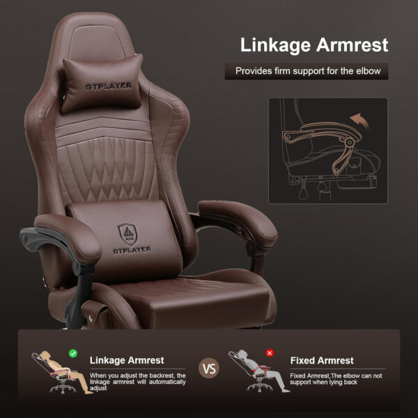 GTPLAYER Gaming Chair with Speakers, Video Game Chairs with Footrest, PC Gamer Chairs for Adults - Padded High Back Ergonomic Reclining Silla Gamer, Linkage Armrest, Ace Pro, Ivory