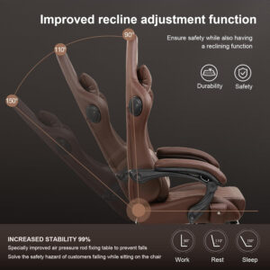 GTPLAYER Gaming Chair with Speakers, Video Game Chairs with Footrest, PC Gamer Chairs for Adults - Padded High Back Ergonomic Reclining Silla Gamer, Linkage Armrest, Ace Pro, Ivory