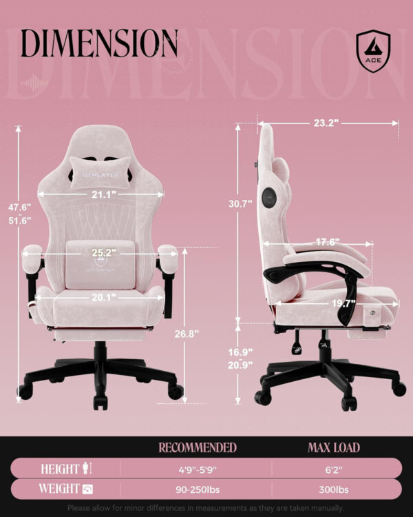 GTPLAYER Gaming Chair with Speakers, Video Game Chairs with Footrest, PC Gamer Chairs for Adults - Padded High Back Ergonomic Reclining Silla Gamer, Linkage Armrest, Ace Pro, Ivory
