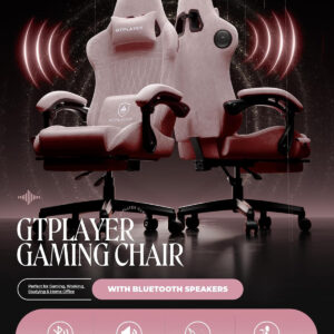 GTPLAYER Gaming Chair with Speakers, Video Game Chairs with Footrest, PC Gamer Chairs for Adults - Padded High Back Ergonomic Reclining Silla Gamer, Linkage Armrest, Ace Pro, Ivory