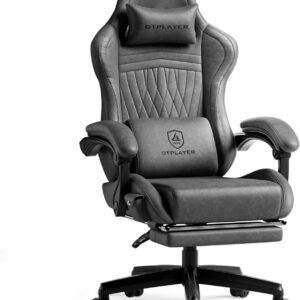 GTPLAYER Gaming Chair with Speakers, Video Game Chairs with Footrest, PC Gamer Chairs for Adults - Padded High Back Ergonomic Reclining Silla Gamer, Linkage Armrest, Ace Pro, Ivory