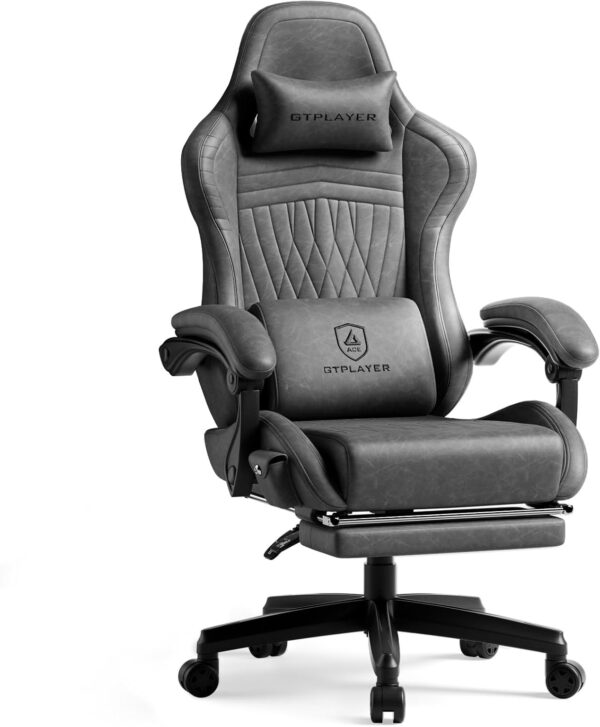 GTPLAYER Gaming Chair with Speakers, Video Game Chairs with Footrest, PC Gamer Chairs for Adults - Padded High Back Ergonomic Reclining Silla Gamer, Linkage Armrest, Ace Pro, Ivory